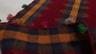 Vintage Qashqai Persian Kilim in Red with Navy Blue and Brown Stripes - Rug & Kilim - 33382