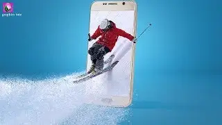 Ski Race From Mobile(Smart Phone) - 3D Pop Out Effect - Mobile Manipulation In Photoshop