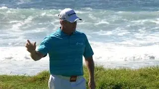 D.A. Points&rsquo; ecstatic par-saving putt on No.10 at AT&T Pebble Beach