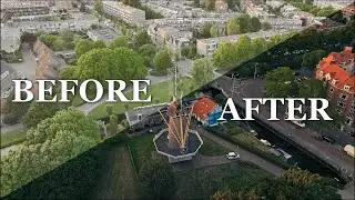 Color Graded Windmill (DJI Mavic 3 HLG before and after) - Stock Footage Loosduinen, The Hague