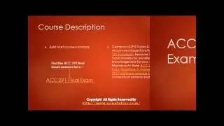 ACC 291 Final Exam - ACC 291 Final Exam Answers | Uopetutors