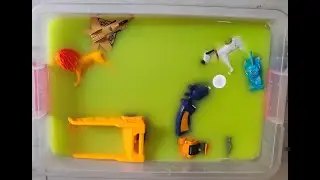 Finding Toys Oil Tanker Bull THOR sports car jet plane  JCB  & more in Parrot Green Color Water