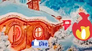 Frosted HavenTimeLapse❄️🏡!!AcrylicHandPainted Cozy Winter Cottage PART 2!!#subscribe#youtube# art