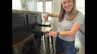 24-Inch Counter Height Backless Metal Stool with Dark Wood Seat- REVIEW- Great stools!!!