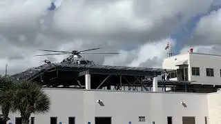 Miami-Dade Air Rescue Medical Helicopter and Rescue (R4) arriving to Jackson South Medical Center