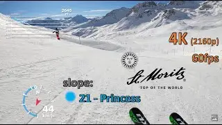 Ski run St. Moritz Corviglia | slope 21 - Princess | 4K POV