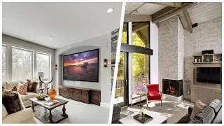 75 Carpeted Living Space With A Corner Fireplace Design Ideas You'll Love 🔴
