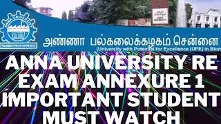 Annauniversity latest news: Annauniversity Reexam Annexure 1 Important Information Students Watch.