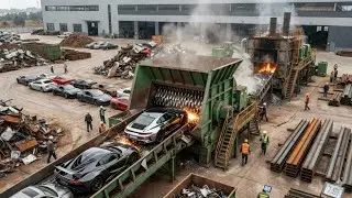 How Scrap Cars Become Railway Tracks  Extreme Industrial Recycling