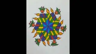 Easy christmas candle rangoli kolam/dot9*5 #christmasrangoli #easyrangoli #kolams #mugulu #easykolam