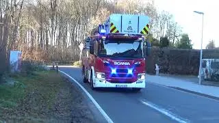 [DLK mit Staffelkabine] DLK der FF Wallenhorst mit Dauer-Presslufthorn zum Einsatz