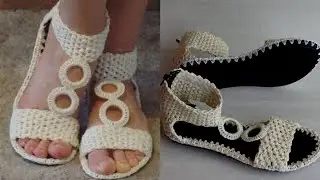 Gorgeous stylish Hand-knitted crochet flat shoes//stylish crochet shoes 2023