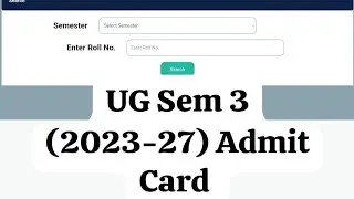 #SKMU UG Semester - III (2023-2027) Under NEP 2020 Admit Card | How to download Admit Card 