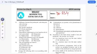 ARCH Learning NEET 2026 Revision Biology Solution Day 02