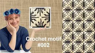 Navy Blue Geometric Tapestry Crochet Square Pattern