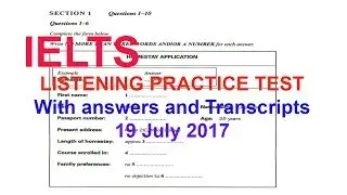 IETLS listening practice test with answers and transcripts 19 July 2017