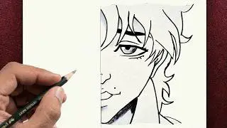 Easy Art || How to Draw Baki Hanma 1/2 Face Step-by-Step for Beginners