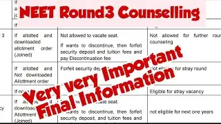 NEET Counselling Round3 Final Call before choice Locking|Very very important Information|Vjalerts|