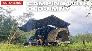 Одиночный поход под проливным дождем с 32-летним Джимни [CAR CAMPING, HEAVY RAIN, ASMR]