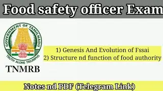 TNMRB FSO | Genesis nd evolution of FSSAI, Structure and function | Tamil