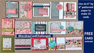 Ways to Use Patterned Paper | FREE Templates and Card Sketches | 15 cards #KendrasCardChallenge6