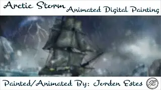 Arctic Storm Pirate Ship Animated Digital Painting