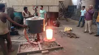 CI melting in lift-swing induction melting furnace Agni electrical