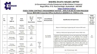 Mishra dhatu nigam limited interview 2024 jobs, mishra dhatu nigam limited vacancy for iti,diploma