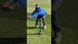 Turf screws going in to divide the square for training #cricketpitch #crickettraining #groundsman