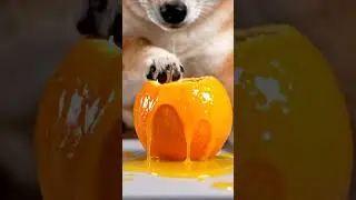 Shiba Inu Presses Orange 🍊🐕 | Satisfying ASMR Juice Burst #Shorts