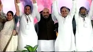 Rebel Congress leader Birender Singh joins BJP at Amit Shah's rally
