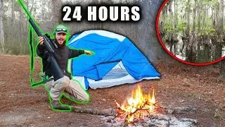 Only Eating What I Catch Out Of A SWAMP * 24 HOUR SURVIVAL CHALLENGE *