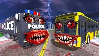 Haunted School Bus attack Police Train in Indian Bikes Driving 3d
