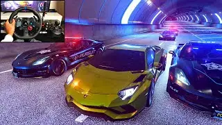 NFS HEAT Police Chase Gold LAMBORGHINI AVENTADOR S - LOGITECH G29 gameplay