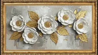 Blooming Elegance &ndash; White and Gold 3D Floral Art Screensaver | Luxury TV Wall Art | 4K ✨🌸