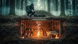 Living 100 Feet Underground in a Tree – Secret Doomsday Fortress (Silent ASMR Build)