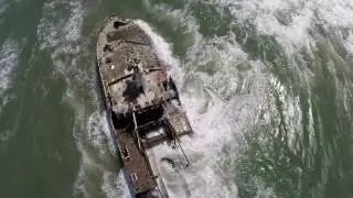 Shipwreck by Dron  in Skeleton coast, Namibia
