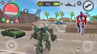 Rope Hero: Vice Town (Transformer Airplane Fight Army Tank) Robot in Base Camp - Android Gameplay HD