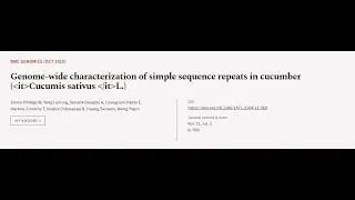 Genome-wide characterization of simple sequence repeats in cucumber (Cucumis sativus ... | RTCL.TV
