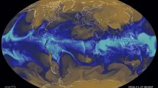 2019: global, one year time lapse of precipitable water
