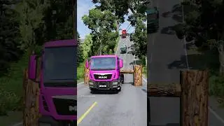 Mixed trucks vs log trap #india #beamngdrive #shortvideo #shorts #truck #dumper #usa #fire