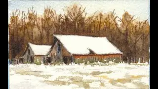Miniature Winter Barn - Watercolor Skills Class Trailer