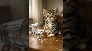 This Tiny Kitten Just Knocked Over a Glass&hellip; 🥺💦#kitten #cute #oops#cat #shorts