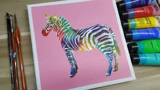 Acrylic painting / How to paint a zebra /Easy painting Tutorial # 125