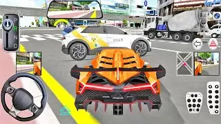 Lamborghini Orange Car Driving Caught Taxi Car Parking - Car Driving Game - 3D Driving Class