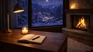 Cozy Winter Glow Cabin  Fireplace Crackling & Snow Sounds (Deep Relaxation)