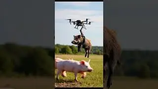 Mother Pig Airlifted by High-Tech Drone &ndash; Stunning AI Simulation!