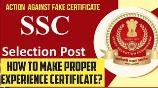 SSC Selection Post:How to Make Proper Exp Certificate?Action Against Fake Certificate#ssc#phase12
