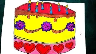How to Draw Cake 🎂 step by step | Happy Birthday Cake | Easy Drawing video | Anushka 1k | Full Video