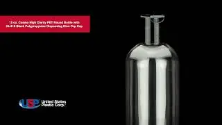 12 oz Cosmo High Clarity PET Round Bottle-24/410 Black Disc-Top Cap| U.S. Plastic Corporation&reg;